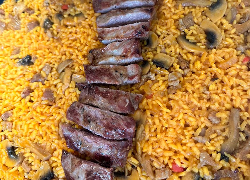 Arroz de setas e ibéricos en Cambados